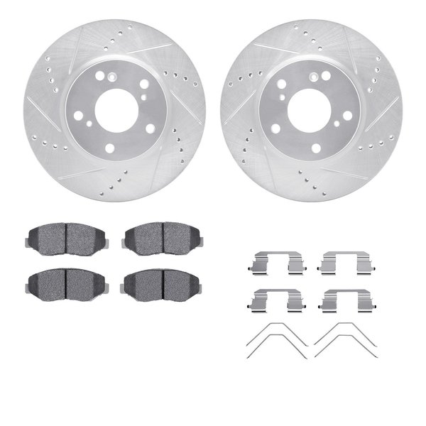 Dynamic Friction Co 7512-59106, Rotors-Drilled and Slotted-Silver w/ 5000 Advanced Brake Pads incl. Hardware, Zinc Coat 7512-59106